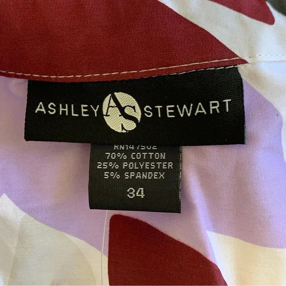 NWT Ashley Stewart Button Up Blouse Top Plus Sz 34 Lavender & Grey Floral Shirt - Picture 5 of 11